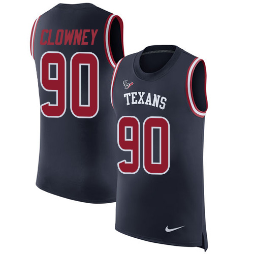 Nike Texans #90 Jadeveon Clowney Navy Blue Team Color Men's Stitched NFL Limited Rush Tank Top Jersey - Click Image to Close